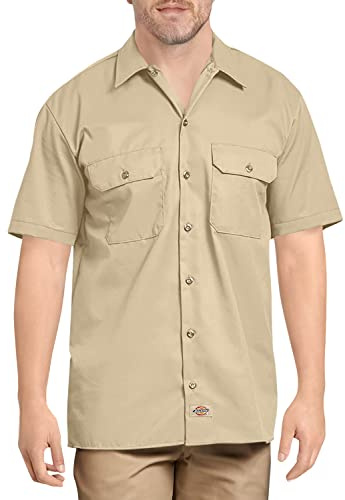 Dickies Men's Short-Sleeve Work Shirt, Desert Sand, X Large, Desert Sand, XL