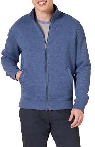 Amazon Essentials herr full-zip fleece mock neck sweatshirt, blå ljung, Large