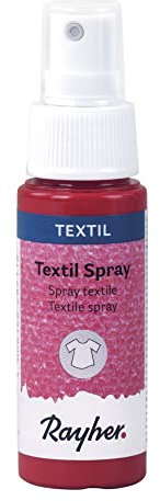 Rayher 35027282 Textil Spray, karminrot, Flasche 50 ml, Textil-Sprühfarbe, farbintensive leuchtende Stofffarbe für helle Textilien, auf Wasserbasis