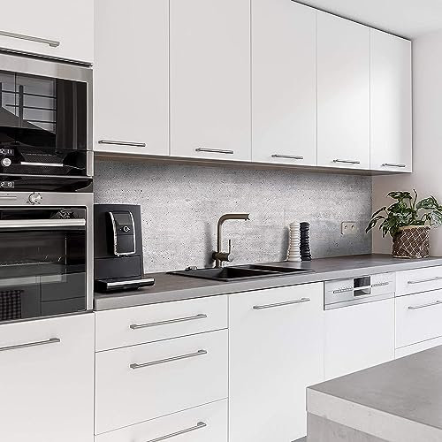 Dedeco köksbakvägg motiv: betong V3, 3 mm aluminium dibond-plattor som stänkskydd köksvägg kompositplatta vattentät, inklusive UV-lack glänsande, alla underlag, 220 x 60 cm