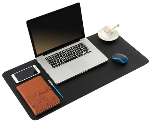 ARNTY Protector Mesa Escritorio,Protector Escritorio con Doble Cara,Protector de Escritorio Cubre de Cuero PU,Almohadilla de Escritorio Grande para la Oficina y el Hogar(Negro&Rojo,60 * 35cm)