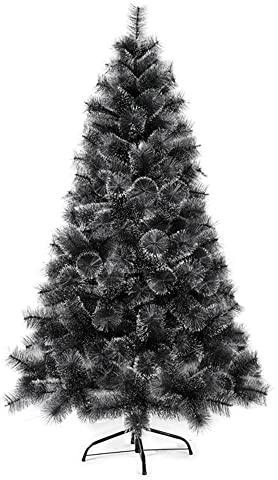 Solagua Árbol de Navidad Pino 120-210cm, Abeto Artificial Ignífugo con Hojas de Aguja, Decoración Navideña Ideal para Hogar, Oficina y Local con Soporte Metálico (120 cm, Negro con Efecto nevado)