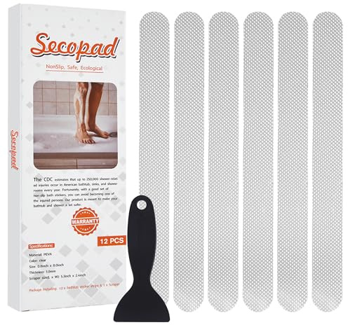 Secopad Adesivi antiscivolo originali per doccia, strisce di sicurezza per vasca da bagno, con raschietto di alta qualità, per vasca da bagno, doccia, scale, scale e barche
