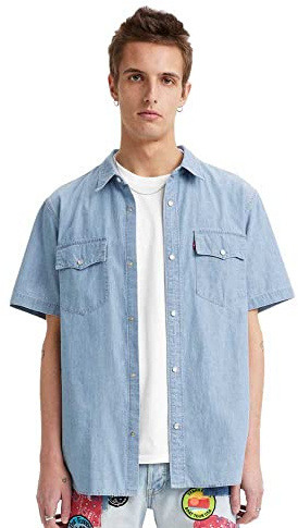 Levi's Men's Ss Relaxed Fit Western Shirt, New Hyde Chambray, L