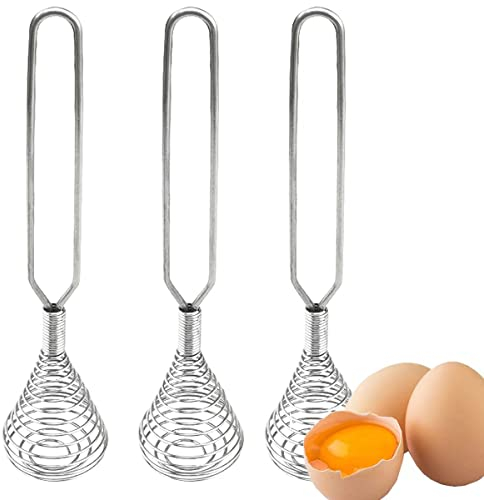 KuuGuu 3 fruste di tipo scandinavo per uova, frusta piccola frusta in acciaio inox, frusta a molla piatta, frusta per uova, frullatore per latte e uova, 25,4 cm