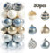 Weihnachtskugeln Blaues Gold 30 Stück Christbaumkugeln 6 cm für Weihnachten – Bruchsichere Weihnachtsbaumkugeln aus Plastik für Weihnachtsbäume und Festliche Deko – Ideal für Baum, Tischdeko und DIY