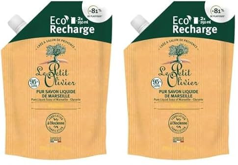 Le Petit Olivier - Pur Savon Liquide de Marseille - Fabriqué en France - Flacon pompe 500 ml, 500.00 ml (Lot de 2)