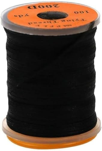 Schwarzes Fliegenbindenfaden, Fadenmaterial, fluoreszierend, 91,4 m, 200D Barsch-Angelhaken, Fliegenbinden, Angelzubehör, Zubehör zum Fliegenbinden