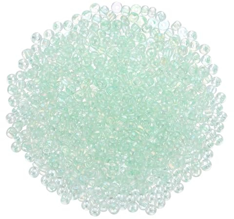 sourcing map 2000 Pcs Glass Seed Beads Bulk, 3mm Mini Loose Glass Bugle Beads for DIY Earrings, Necklaces, Bracelets, Jewelry Making, Mint Green