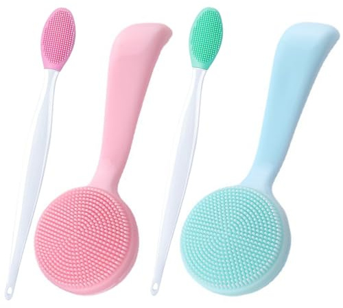 4 Stück Silikon Gesichtsreinigungsbürste, Manuelle Peeling Gesichtsreiniger Lippenpinsel Peeling Reinigungsbürste Gesicht für Frauen Männer Entfernen Poren Reinigung Massage