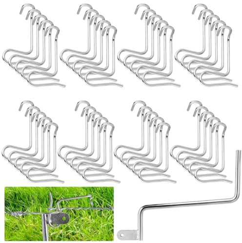 yeeplant Per serrare pali di recinzione, strumenti di riparazione del filo del recinto del giardino, 40 tenditori per filo spinato tra cui 1 maniglia di serraggio, strumenti di tensione del filo di