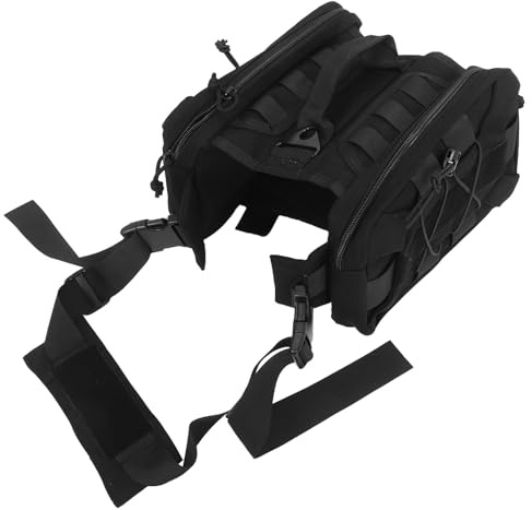 ROMISBABA Paquet à Dos pour Chiens de Travail Ajustable avec Poches Latérales en Nylon Noir – Sacoche de Selle pour Grands Chiens de Randonnée et Chasse – Harnais de Randonnée Confortable
