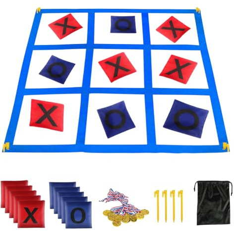 Wapasezyar Gigante Tic Tac Toe, gioco di lancio a sacco per bambini e adulti, set da gioco all'aperto, giardino, spiaggia, campeggio, feste in famiglia, feste in giardino, feste di compleanno per