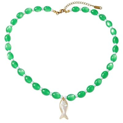 Dazhua sommar fisk snäcka sjöstjärna halsband, färgglada pärlor boho-smycken