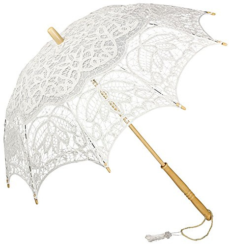 VON LILIENFELD® Ombrelle Dentelle Mariée Femme Parasol Vivienne blanc