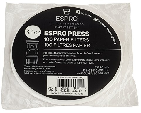 ESPRO Kaffeepapierfilter mit 100 Stück – für ESPRO Coffee French Press, P3/P5/P6/P7, 32 Unzen