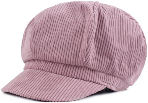 KUYOU Vinter Gatsby Newsboy basker keps toppig mössa mössa mössa, Het rosa, one size