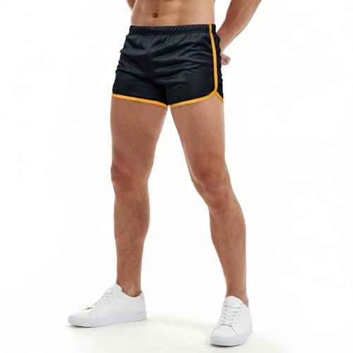 AIMPACT Mens Short Shorts 3 Inch Gym Shorts Men Mesh Mens Breathable Bodybuilding Athletic Running Sports Shorts with Pockets (Black-M)