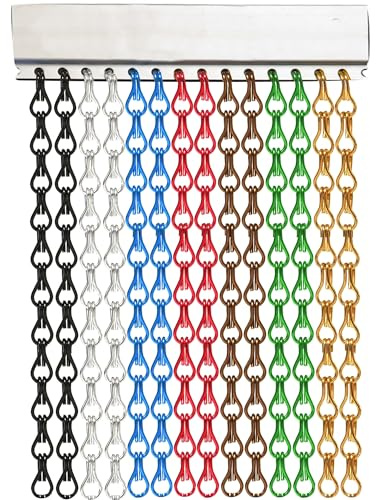 Tenda Antimosche per Porta Finestra a Catena in Alluminio, Personalizzabile per Misura e Colori, Tenda per Mosche a catena da Esterno per Porte, Finestre, Balconi e Verande (ARGENTO, 80 X 200)