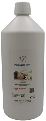 1L Aroma Massageöl - Jojoba für Massage, Physiotherapie, Wellness uvm., Artzneimittel Qualität (1L, Jojobaöl)