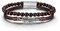 PiercingJak Herren Armband Männer Tigerauge Perlen Lederarmband geflochten Braun Echtleder mit Edelstahl Feder Blatt Armreif Mode Charm Schmuck, 22cm
