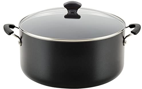 Farberware Cookware Nonstick Stockpot with Lid, 10.5 Quart-Black