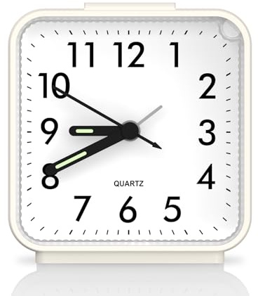 Ankilo Alarm Clocks Bedside, Silent Non Ticking Small Clock, Travel Alarm Clock with Snooze & Light, Battery Operated Loud