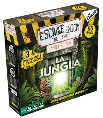 Escape Room Diset Family, Juego de Mesa Familiar, 3 Aventuras en la Jungla, de 3 a 5 Jugadores, a Partir de 10 años
