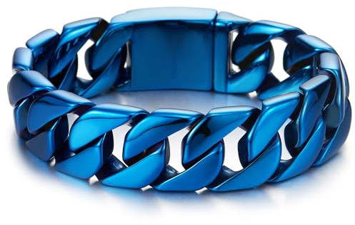 COOLSTEELANDBEYOND Maskulinen Stil Herren Edelstahl Blau Große Panzerkette Armband