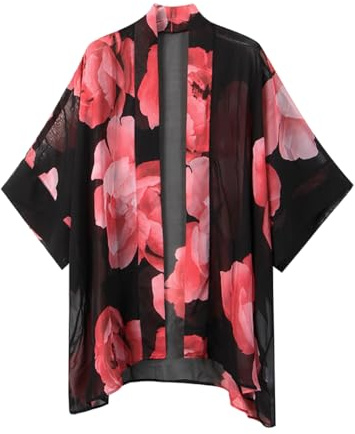 Kimono da donna in chiffon bohémien, cardigan, copricostume, scialle, blusa per costumi da bagno, Taglia unica más