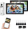 4-Wire Link 1080P Visuelle Türsprechanlage, 2 Haustürklingeln, 10-Zoll-Touchscreen-Display, Entriegelungsunterstützung, Zwei-Wege-Sprechanlage, Bewegungserkennung (Weiß)