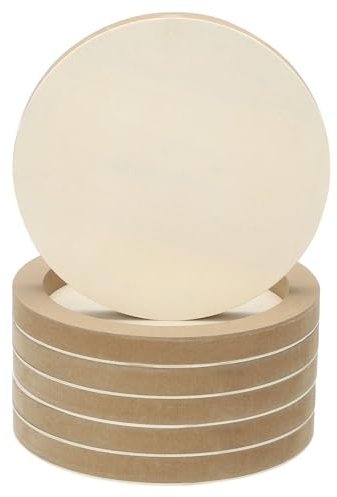 PATIKIL 8 Round Wood Canvas Panels, 6pcs Unfinished Wood Plaque Disc Circle Board for Craft Projects, Art Painting, Carving, Engraving, DIY