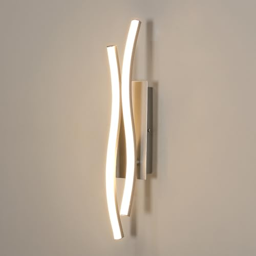 Comely Applique da Interno LED, 14W 1575LM Moderna Lampada da Parete per Interni, Lampada a Muro per Soggiorno Camera da Letto, Luce Calda 3000K, Argento, 41cm