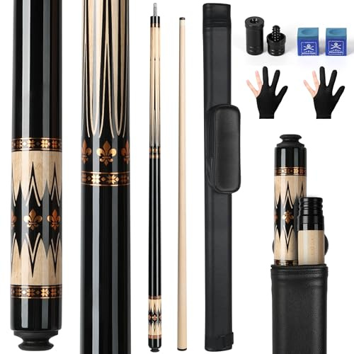 AKLOT Queue de Billard, Queue Professionnelle de 58'' Queue en Bois d'érable Canadien avec étui, 19oz