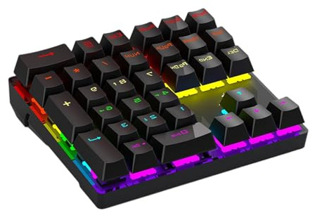Thewasc Teclado numérico retroiluminado RGB personalizable resistente al agua de 33 teclas, diseño intercambiable en caliente para contabilidad y oficina en casa, teclado mecánico USB para oficina