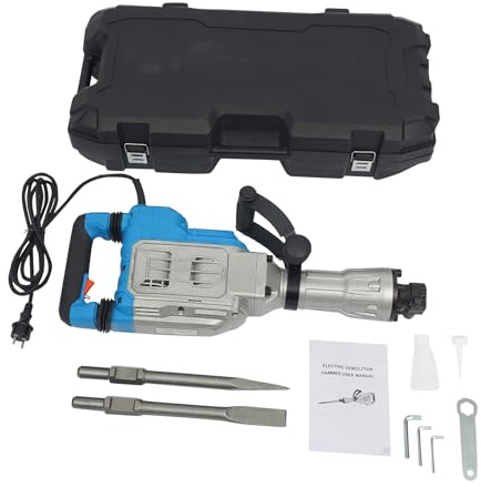 1700W Abbruchhammer, 60J Hochleistungs-Betonbrecher mit Spitz- und Flachmeißel, Anti-Vibrationshandgriff, Elektroabbruchhammer für Schiefer, Beton usw.