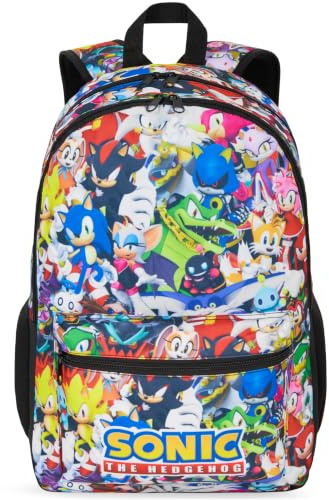 Get Trend Sonic the Hedgehog Sac a Dos Garcon, 46 x 32 x 16 cm, Fermeture Eclair et Bandoulière Réglable Grand Cartable, Gaming Merchandise, Cadeau Garcon (Multi Sonic)