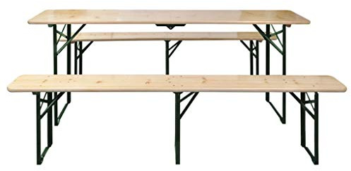 KKgypkn Tavolo da birra pieghevole con due panche per giardino in legno di abete – Tavolo da birra pieghevole e panche