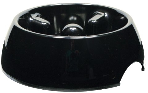 Dogit Go-Slow Anti-Gulp Dog Bowl, Black, Large, 1.2 Litre
