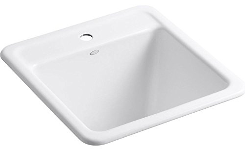 KOHLER Park Falls Top Mount or Undermount Single-Bowl Laundry Utility Sink, 21 Cast Iron Dual-Mount Utility Sinks, K-19022-1-0, White