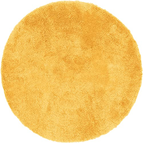 Erwin Müller Badematte, Badteppich Kefalonia rutschhemmend gelb Größe rund: 80 cm Ø - für Fußbodenheizung geeignet, dichter, Flauschiger Floor (weitere Farben, Größen)