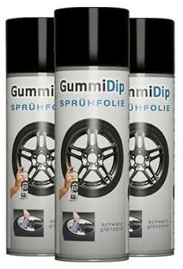 Gummi Dip Sprühfolie 12000001 Flüssiggummi Spray 3er Set, 3x400 ml, schwarz glänzend