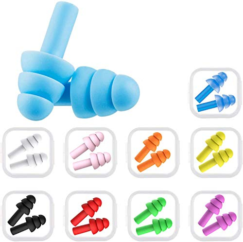 10 Paar Silikon-Ohrstöpsel für Schwimmer und Schlafen - Gehörschutz-Set für Erwachsene - Weiche Silikon-Ohrstöpsel