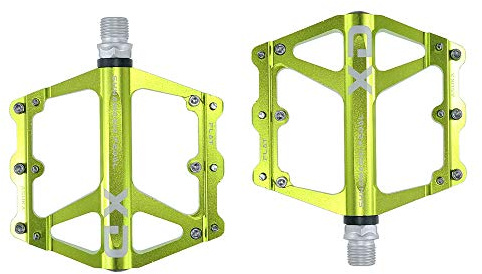 FrontStep General - Pedali leggeri in alluminio, con mandrino in acciaio Cr-Mo per mountain bike, pedale BMX, colore verde