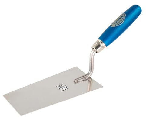 TRUFA Berner Putzkellen rostfrei mit Holzgriff Blau, 16cm Stuckateurkelle, Maurerkelle, Maurer Werkzeug, Putzkelle, Spachtel, Glättekelle