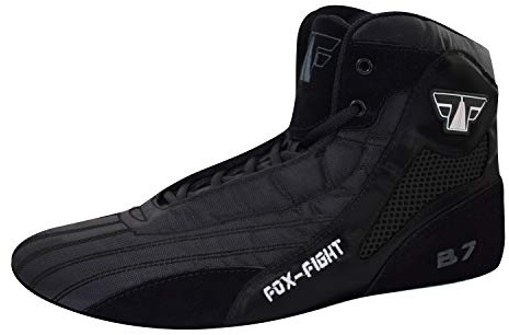 FOX-FIGHT B7 Samboskor, kampsportskor, hög kvalitet, brottare, brottning, kampsport, mattskor, läder med mockasula, Full Black B7, 45 EU