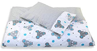 Baby sängkläder set för barn 140 x 200 bomull Oeko-TEX 2-delat babysängkläder: täcke/påslakan + örngott (mus)