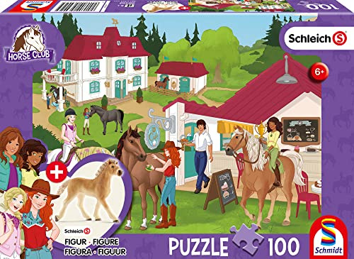 Schmidt Spiele 56402 Horse Club, Auf dem Reiterhof, 100 Teile Kinderpuzzle, mit Original Schleich Figur