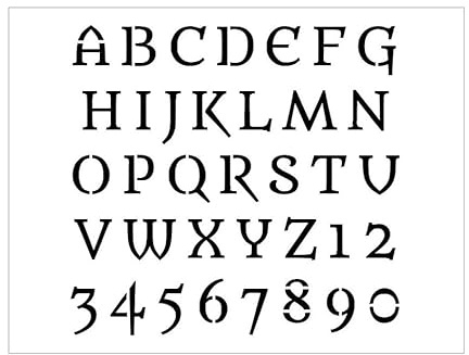 GREEK ENGLISH Alphabet Stencil 1 Inch Old VIntage Font Set Letters Sheet S588