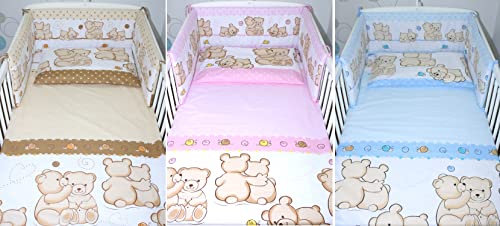 Primawela Baby Bettwäsche - Bärchen Braun - Kinderbettwäsche Babybettwäsche mit Kissenbezug Baumwolle (Blau, 100 x 135 cm)